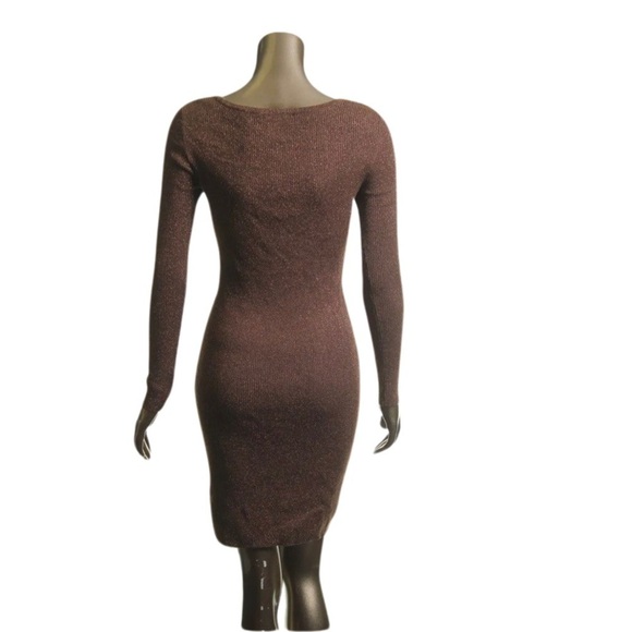 INC Cutout Ribbed Long-Sleeve Sweater Dress Glitter Bodycon Knit Dress Sz M - Picture 3 of 3